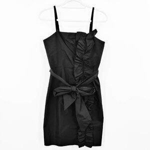 BCBGMaxAzria Ruffle Sleeveless Taffeta Black Mini Cocktail Dress size 6